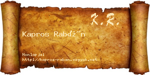 Kapros Rabán névjegykártya